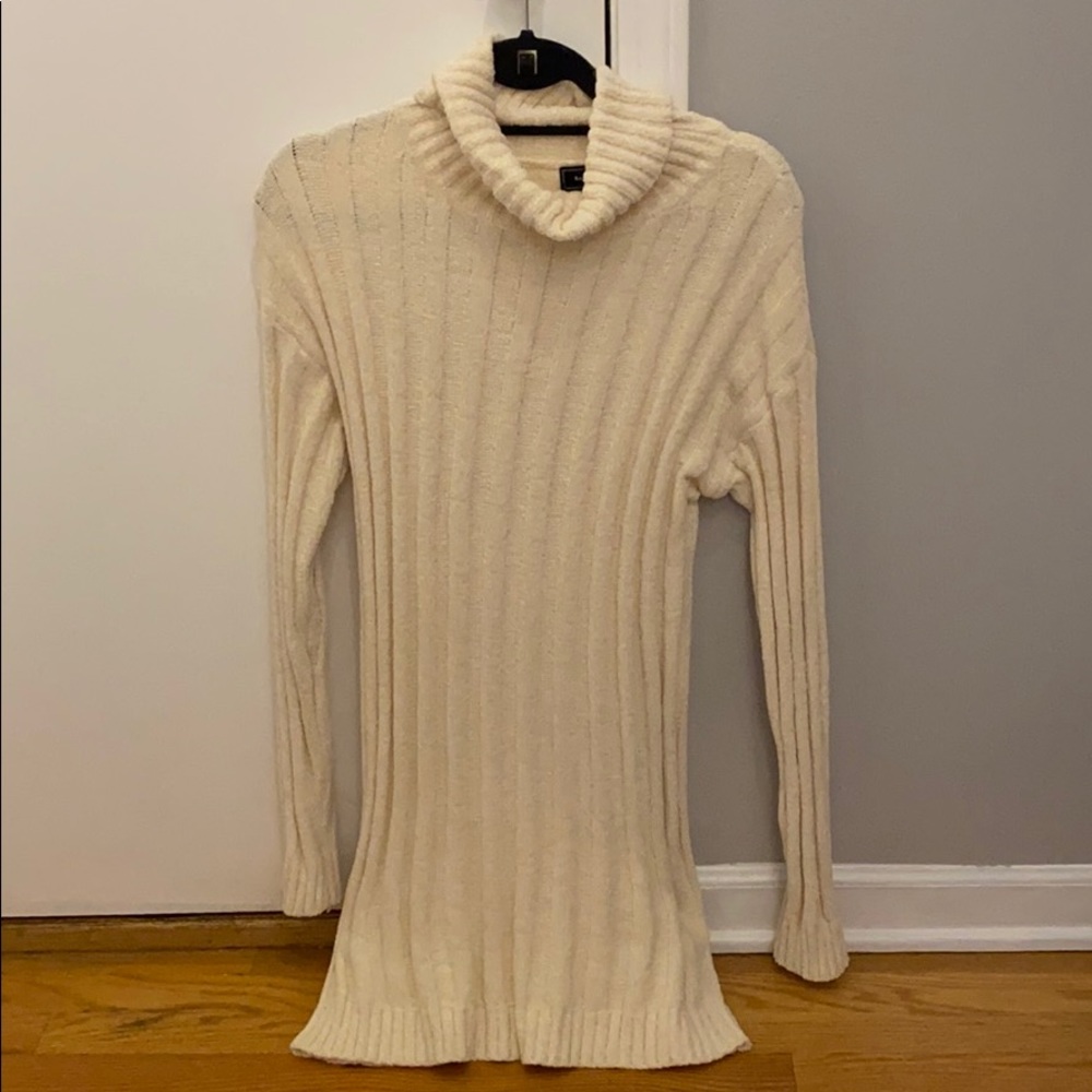 Chenille turtle neck sweater dress